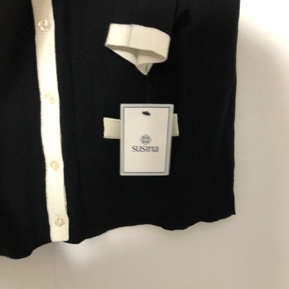 New- Susina black & cream button down cardigan - Picture 5 of 7